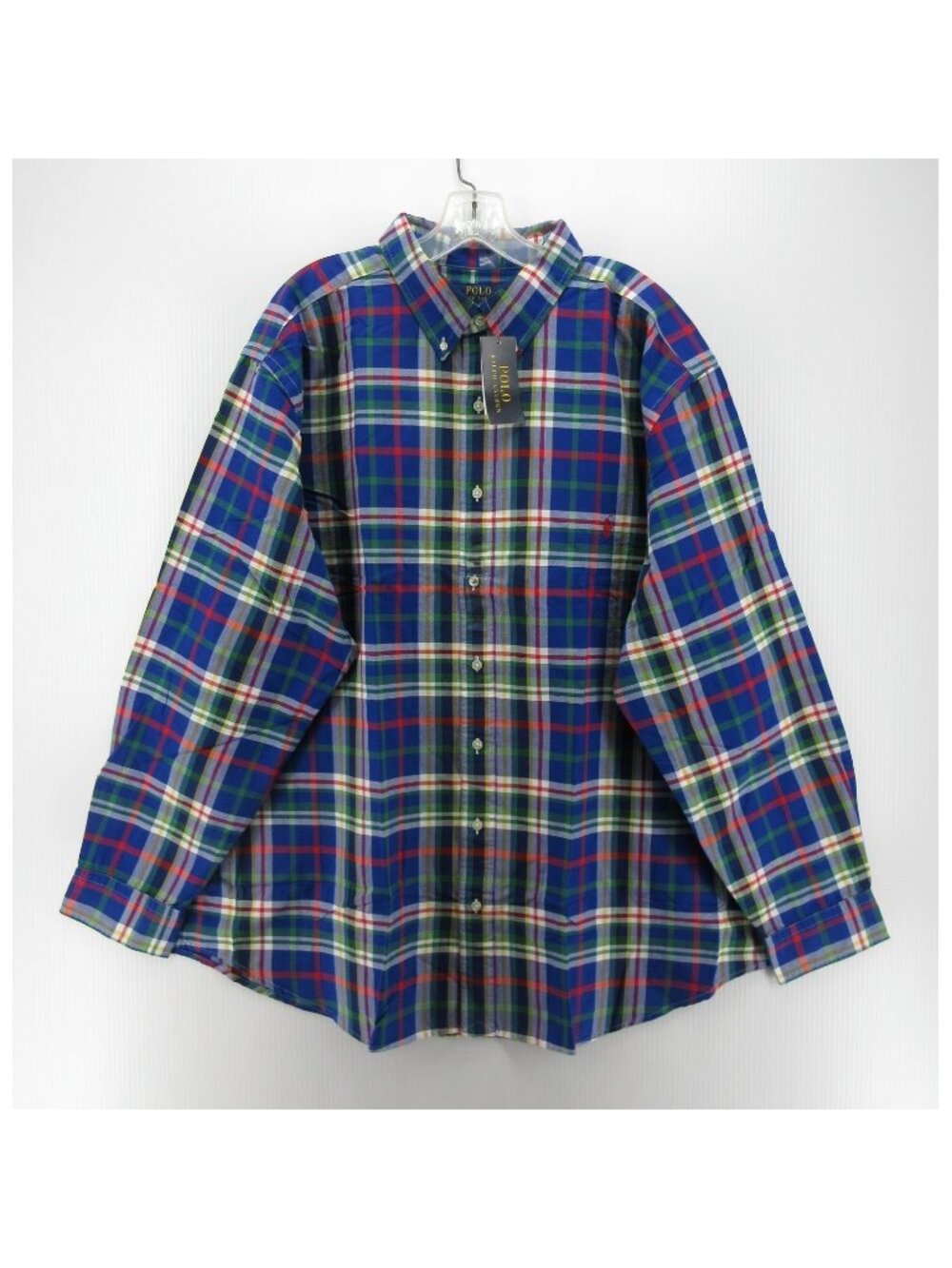 Polo Ralph Lauren Shirt 2XB Big Button Down Plaid Classic Fit Red Pony